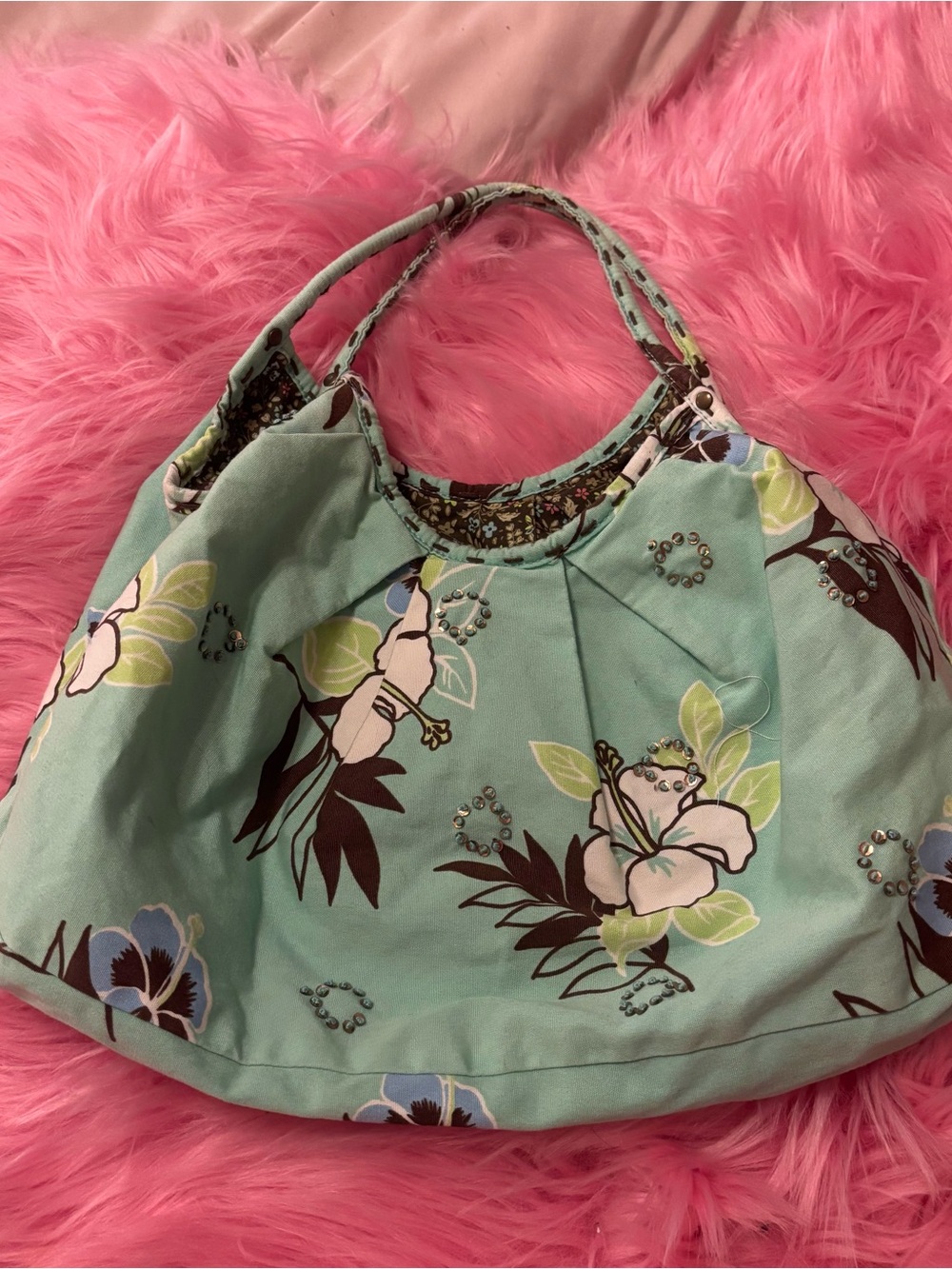 2004 Vintage Y2K Old Navy Floral Mint Green Hobo Coquette Fairy Core Girl bag